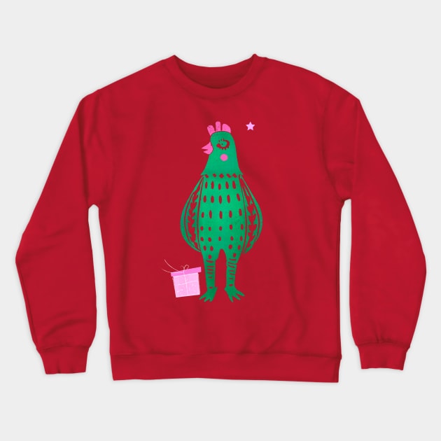 Ugly Christmas Chicken Crewneck Sweatshirt by showmemars